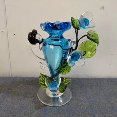 ガラス細工　一輪挿し　花瓶　ミニ　ブルー　★L1536
