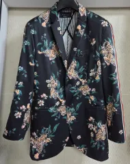 ZARA ザラ マン ブラック 虎 フラワー パータン ブレーザー