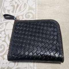 印傳屋 小銭入れ ミニ財布 輪繋ぎ小 Lファスナー 鹿革 紫 黒漆 セミ 