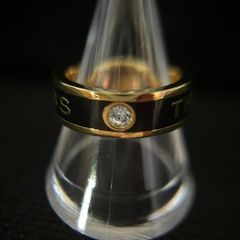 【良品】MARC JACOBS マークジェイコブス ロゴリング 指輪 ゴールド×ブラック ラインストーン 14号相当 アクセサリー レディース 袋つき 1205002