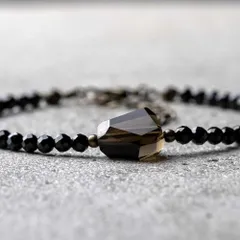 高品質スモーキークォーツ 煙水晶 ブラックスピネル 天然石アクセサリー お守り パワーストーン ブレスレット　- suzukaze22