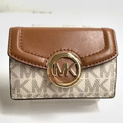 f001 C MICHAEL KORS マイケルコース 三つ折り財布 ブラウン ホワイト/アイボリー