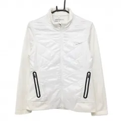 ナイキゴルフ 切替中綿ジャケット 白×アイボリー 前身頃中綿 裏微起毛 ロゴプリント  レディース L ゴルフウェア NIKE