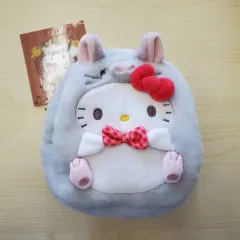 【新品】ハローキティ ぬいぐるみポーチ 森の小動物 サンリオ チンチラ グレー　219282