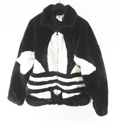 アディダスオリジナルス adidas originals ファートラックジャケット フリースジャケット M 黒系 ブラック ロゴ ジップアップ 裏地