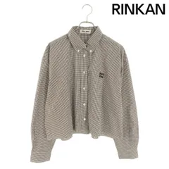 ミュウミュウ サイズ:42  MK1659 ロゴ刺繍ギンガムチェッククロップド長袖シャツ 中古 SS13 ミュウミュウ MK1659 ロゴ刺繍ギンガムチェッククロップド長袖シャツ