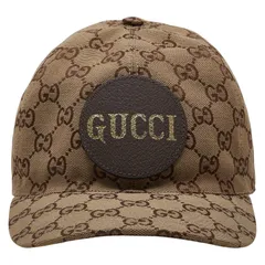 グッチ GGキャンバス ロゴ キャップ ベースボールキャップ サイズ：XXL 61cm ベージュ ブラウン キャンバス レザー メンズ GUCCI【1-0234505】