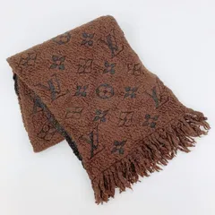 LOUIS VUITTON ルイヴィトン エシャルプ ロゴマニア モノグラム マフラー ストール 413287 ウール シルク混 ブラウン 服飾 DF16277■