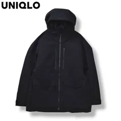 【美品】【フィルパワー750以上！】 ユニクロ UNIQLO ハイブリッド ダウン パーカー ロング ジャケット ラグランスリーブ 裏地 キルティング XL ブラック シティールック カジュアル タウンユース レジャー メンズ