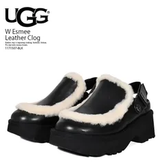 UGG (アグ) W Esmee Leather Clog (ウィメンズ エスミー レザー クロッグ) レディース 厚底 クロッグ ストラップ サンダル プラットフォーム ソール 普段使い カジュアル 黒 Black (ブラック) 1171507-BLK