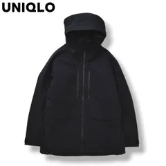 【美品】 【フィルパワー750以上！】 ユニクロ UNIQLO ハイブリッド ダウン パーカー ロング ジャケット ラグランスリーブ 裏地 キルティング M ブラック シティールック カジュアル タウンユース レジャー メンズ
