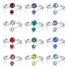 【新品】 KUKA.JEWEL 誕生石 指輪 元素クリスタルを採用 リング レディース おしゃれ 純銀製 シルバー 925 アレルギー対応 11-15号まで調節可能 人気 流行り 結婚 婚約 彼女 誕生日 プレゼント (6月) 1
