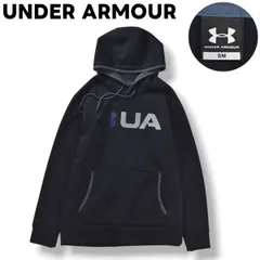 【美品】 アンダーアーマー UNDER ARMOUR ロゴ プリント パーカー フーディー トレーナー ジャージ スウェット ストームワン STORM1 裏起毛 SM ブラック スポーツ カジュアル ウェア メンズ