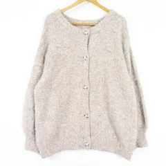 ミスティウーマン mysty woman オーバーサイズ ニット カーディガン 長袖 ストレッチ 毛 F ベージュ kz13657