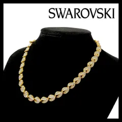 【SWAROVSKI】ネックレス ゴールド/金カラー クリスタル ラインストーン パヴェ ペンダント スワロフスキー (M-399)