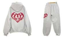 HTH vintage like Heart ホッターザンヘル セットアップ ジャージ パーカー ロゴ 古着 レディース フリーサイズ グレー系 上下 IL17254■