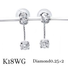 Carat K18WG 中折れ式ダイヤフープピアス 14mm 0.3ctUP - メルカリ