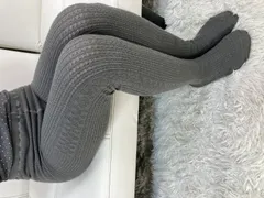着画あり CELINE セリーヌ ニットタイツ レギンス グレー M-L ヒップ85 