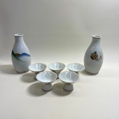 D-4 【有田焼】昭和レトロ 徳利 6本セット 金彩 牡丹 伝統工芸