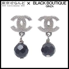 シャネル CHANEL スイング ピアス ガンメタルxブラック メタル