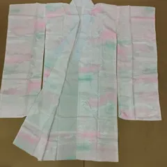【D16113】長襦袢 女性 リサイクル着物 化繊 振袖用 洗える ピンク系 雲文様