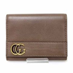 グッチ GUCCI GGマーモント カードケース 名刺入れ ダブルG レザー 245762 ブラウン系 ゴールド金具 【中古】Aランク グッチ GUCCI GGマーモント カードケース 名刺入れ ダブルG レザー