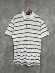 POLO RALPH LAUREN ポロ ラルフローレン ボーダー 定番 ポロシャツ sizeL/白ｘピンク ■◆ メンズ