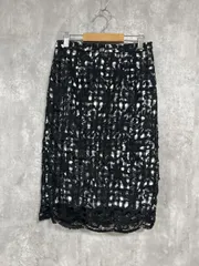 Apuweiser-riche アプワイザーリッシェ チェック柄 レース 花柄 タイト スカート size1/白ｘ黒 ■■ レディース