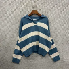 ヴィンテージ カジュアル ボーダー柄 Vネック アクリル ニット M M07091