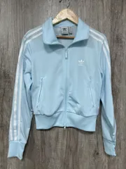 adidas アディダス 刺繍 ロゴ サイドライン トラック ジャケット sizeM/水色 ◆■ レディース