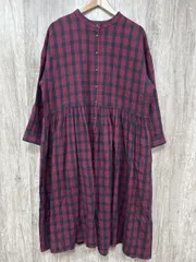 SM2 サマンサモスモス コットンリネン チェック シャツ ワンピース sizeF/黒ｘ赤 ◆■ レディース