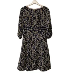 TOCCA(トッカ) ワンピース サイズ0 XS レディース - 黒×ライトブラウン 七分袖/ロング/花柄
