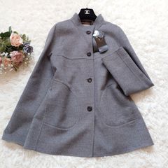 新品タグ付き　ダックス　ロロピアーナ　DAKS　Loro Piana　定価168000　リバーコート　ダブルフェイス　スタンドカラー　ミドル丈　ロングコート　ジャケット　大きいサイズ　ウール　グレー