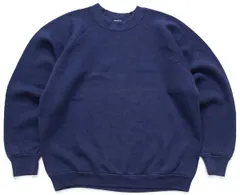 80s USA製 FRUIT OF THE LOOM 無地 スウェット 紺 L★ブランク オールド ビンテージ ラグランスリーブ クルーネック ネイビー