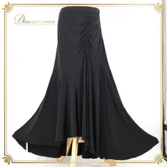 社交ダンス 衣装 スカート ブラック系 タカダンス TAKA DANCE 黒 日本製 レッスン 練習 ストレッチ 伸縮 無地 シンプル オールブラック 大きめ 上品 柔らかい生地 ダンス衣装 ステージ衣装