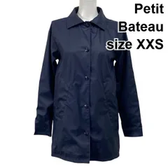 ◆ プチバトー Petit Bateau ヨットパーカ レインコート 長袖 ミドル丈 Iライン はっ水性 防風性 ネイビー 紺色 XXS レディース S5Y141