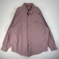 古着 ブルックスブラザーズ Brooks Brothers 長袖シャツ ストライプ ロゴ 刺繍 オックスフォード XL  レッド系 マルチカラー メンズ