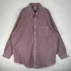 古着 ブルックスブラザーズ Brooks Brothers 長袖シャツ TRADITIONAL FIT 胸ポケ ボタンダウン XL  レッド系 ストライプ メンズ