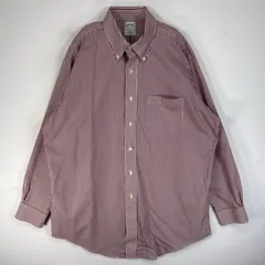 古着 ブルックスブラザーズ Brooks Brothers 長袖シャツ SLIM FIT ボタンダウン 胸ポケ L  レッド系 ストライプ メンズ
