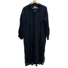 Plantation(プランテーション) ワンピース サイズM レディース - 黒×ネイビー レギュラーカラー/長袖/ロング