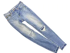 AZUL BY MOUSSY アズールバイマウジー ダメージ加工 カットオフ ストレッチ スキニー デニムパンツ sizeXS/青 ■■ レディース