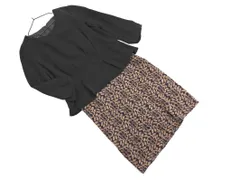 BEAMS HEART ビームスハート ドッキング ワンピース size1/ベージュｘ黒 ◇■ レディース