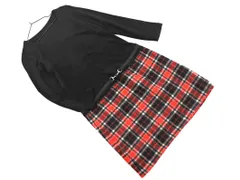 GALLERY VISCONTI ギャラリービスコンティ ウール混 チェック ドッキング ワンピース size2/黒ｘ赤 ◇■ レディース