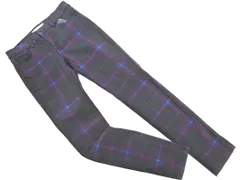 ZARA basic ザラ ベーシック チェック デニムパンツ size36/グレーｘ紫 ■■ レディース