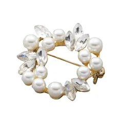 【ゴールド×ワンサイズ】[Cream dot. クリームドット公式]  ブローチ フォーマル 卒業式 卒園式 入学式 入園式 ママ スーツ ビジュー パール ミニブローチ 小ぶり サークル 円形 ラウンド リーフ 華やか ピン 上品 コサージュ  