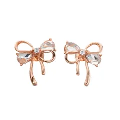 【ピンクゴールド×ピアス】[Cream dot. クリームドット公式] ピアス レディース   金属アレルギー ニッケルフリー クリップ式 ビジュー ドロップ リボン アシンメトリー メタル  