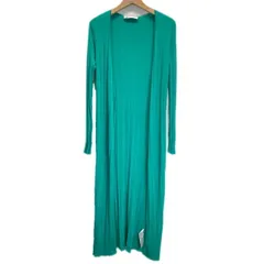 ZARA　カーディガン　長袖　ロング丈　リブニット　無地　ラップカーディガン　薄手　ボタンレス　シンプル　マニッシュ系　モード　古着