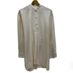 Paul Smith　ストライプブラウス　長袖　ロング丈　トップス　ノーカラー　ウエストリボン　イタリア製　古着