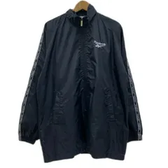 Reebok　ナイロンジャンパー　ウインドブレーカー　アウター　旧タグ　ハイネック　フルジップ　ワンポイント　ブランドロゴ　刺しゅう　袖ロゴライン　スポーツ　古着