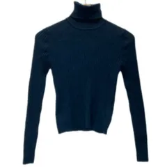ZARA　ニット　リブニット　長袖　タートルネック　セーター　薄手　無地　タートルネック　ハイネック　シンプル　マニッシュ系　モード　古着
